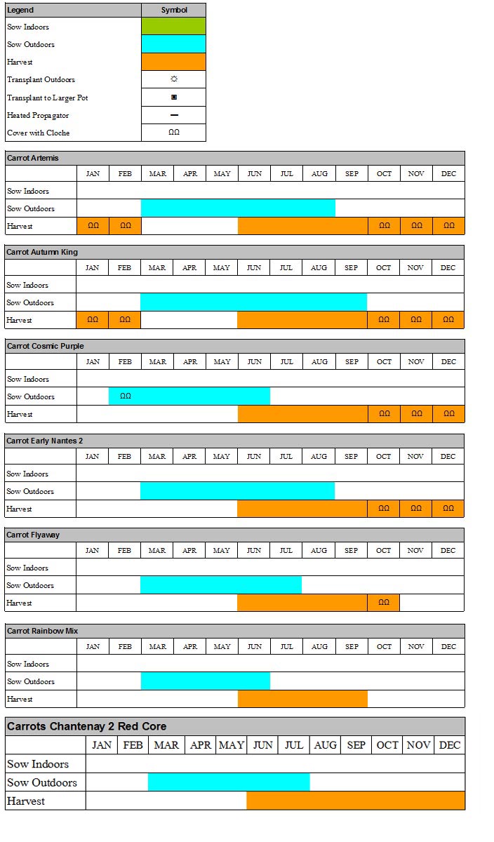 Carrot Seeds Calendar