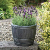 40cm Pewter Half Barrel Planter