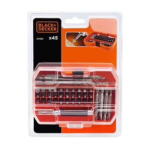 This image showing front view of the black and decker drill and bit set box